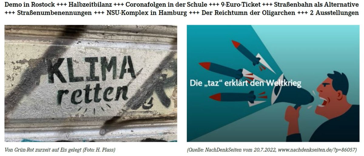Neuer Bürger:innen-Brief: 30 Jahre Rostock # rot-grüne Halbzeit # Corona # 9 Euro Ticket # Straßenbahn ….